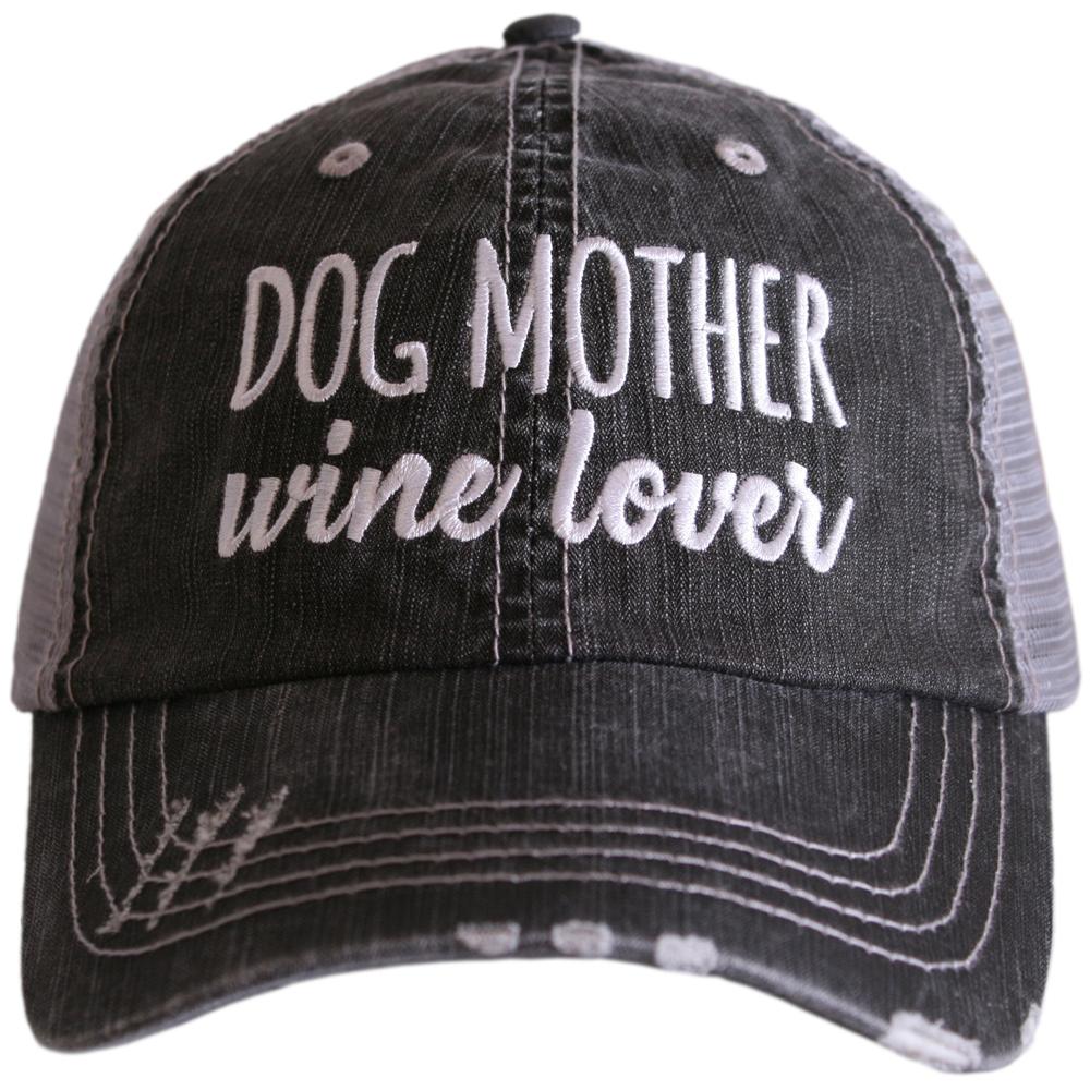 Dog Mother Wine Lover Hat - Distressed Black / Made in USA